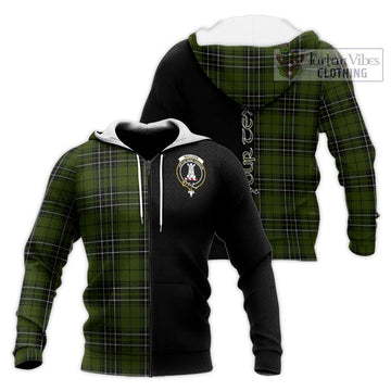 MacLean Hunting Tartan Knitted Hoodie with Family Crest and Half Of Me Style