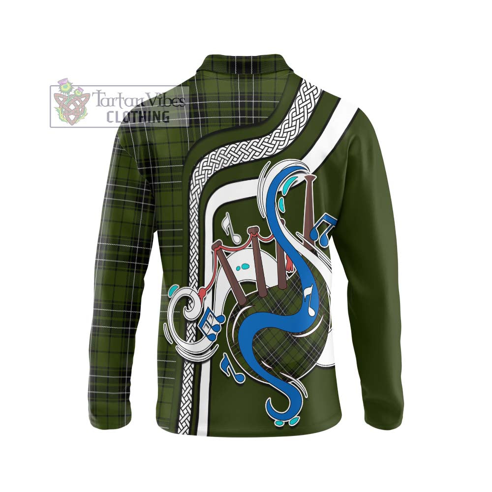 Tartan Vibes Clothing MacLean Hunting Tartan Long Sleeve Polo Shirt with Epic Bagpipe Style