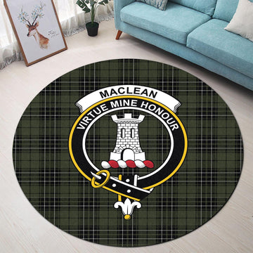 MacLean Hunting Tartan Round Rug with Family Crest