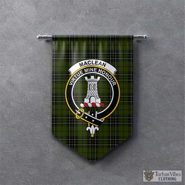 MacLean Hunting Tartan Gonfalon, Tartan Banner with Family Crest