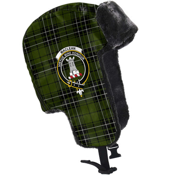 MacLean Hunting Tartan Winter Trapper Hat with Family Crest