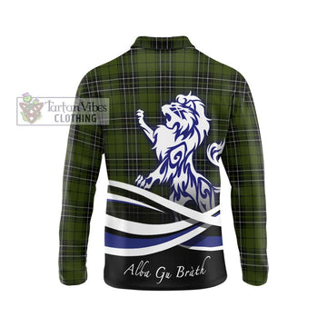 MacLean Hunting Tartan Long Sleeve Polo Shirt with Alba Gu Brath Regal Lion Emblem