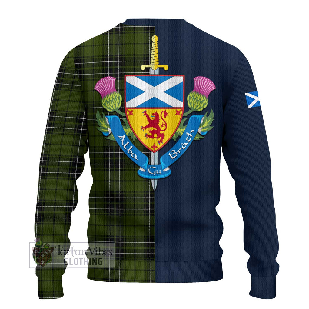 Tartan Vibes Clothing MacLean Hunting Tartan Knitted Sweater with Scottish Lion Royal Arm Half Style