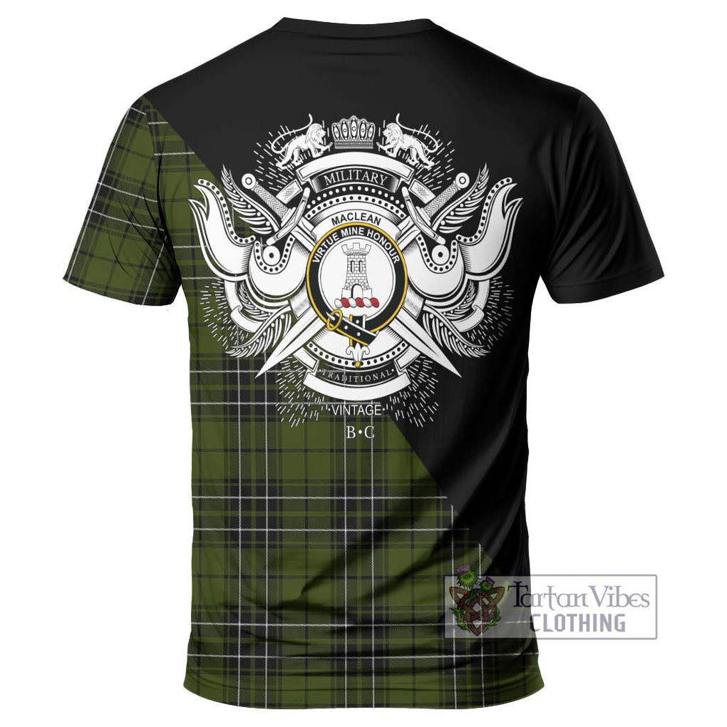 MacLean Hunting Tartan T-Shirt with Family Crest and Military Logo Style - Tartanvibesclothing Shop