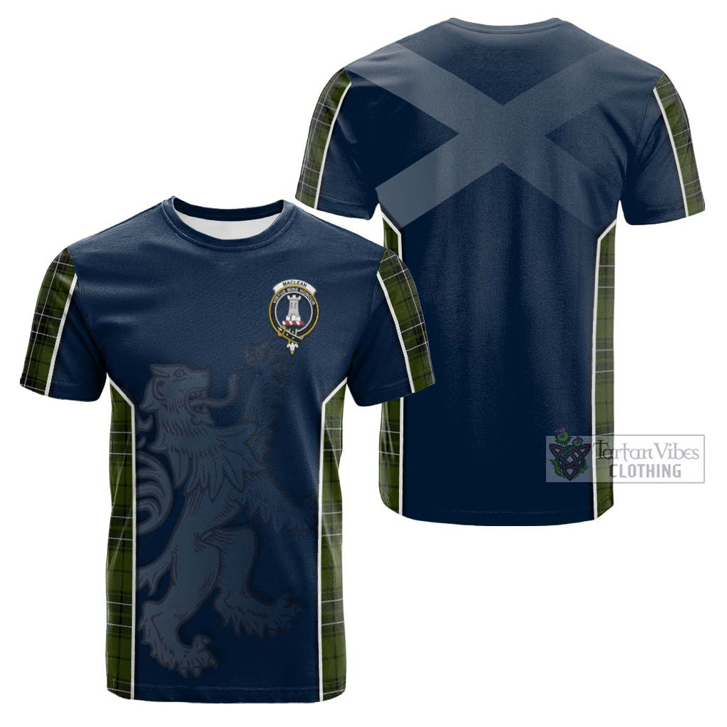 Tartan Vibes Clothing MacLean Hunting Tartan Cotton T-shirt with Family Crest and Lion Rampant Vibes Sport Style