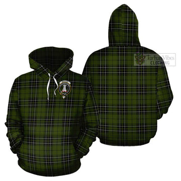 MacLean Hunting Tartan Cotton Hoodie with Family Crest