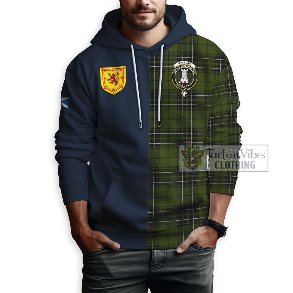 Tartan Vibes Clothing MacLean Hunting Tartan Hoodie with Scottish Lion Royal Arm Half Style