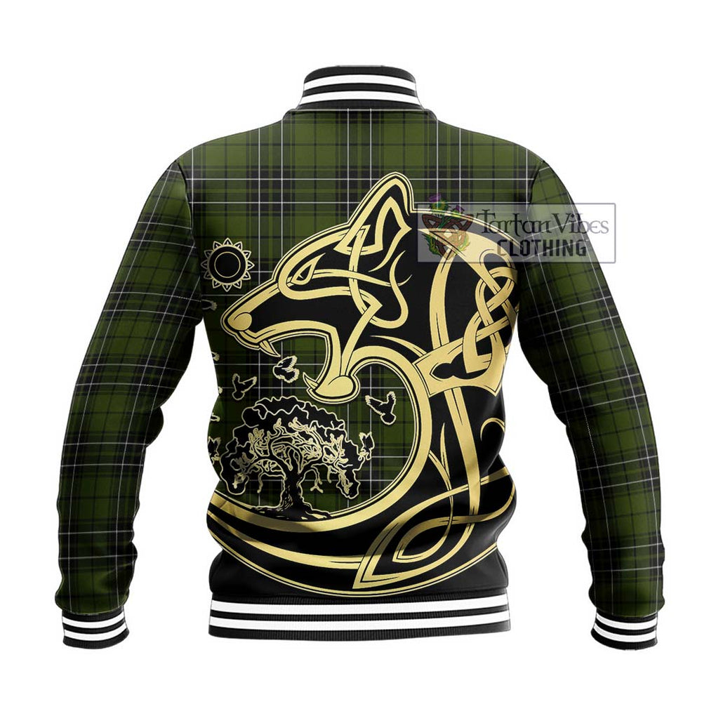 MacLean Hunting Tartan Baseball Jacket with Family Crest Celtic Wolf Style - Tartan Vibes Clothing