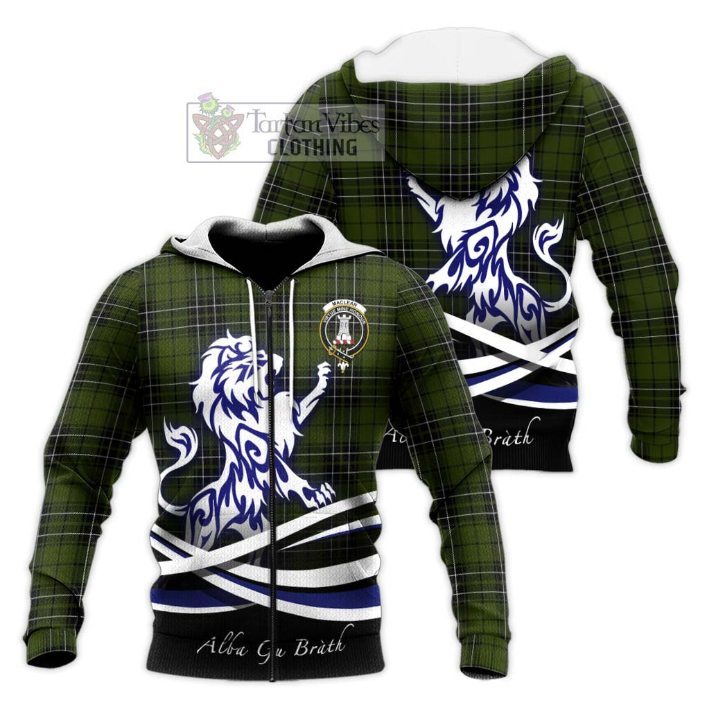 MacLean Hunting Tartan Knitted Hoodie with Alba Gu Brath Regal Lion Emblem Unisex Knitted Zip Hoodie - Tartanvibesclothing Shop