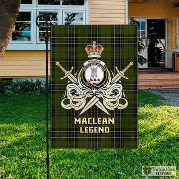 MacLean Hunting Tartan Flag with Clan Crest and the Golden Sword of Courageous Legacy