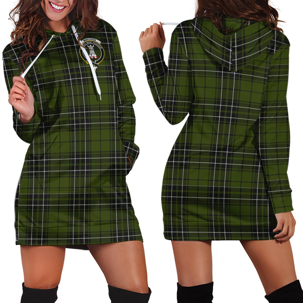 MacLean Hunting Tartan Hoodie Dress with Family Crest - Tartan Vibes Clothing