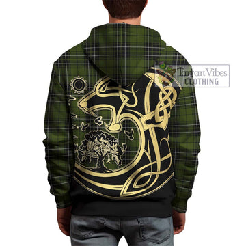 MacLean Hunting Tartan Hoodie with Family Crest Celtic Wolf Style