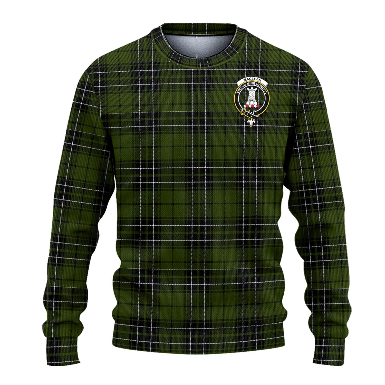 MacLean Hunting Tartan Knitted Sweater with Family Crest - Tartanvibesclothing