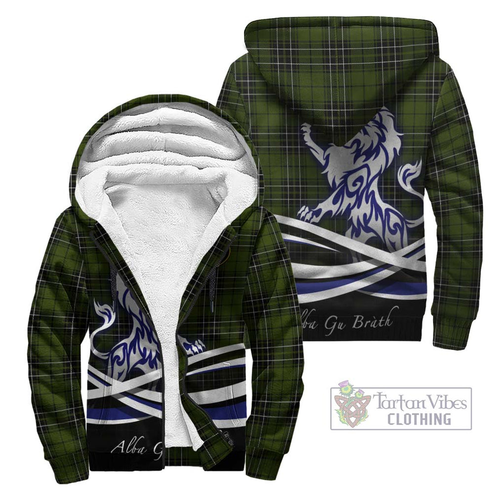 MacLean Hunting Tartan Sherpa Hoodie with Alba Gu Brath Regal Lion Emblem Unisex - Tartanvibesclothing Shop