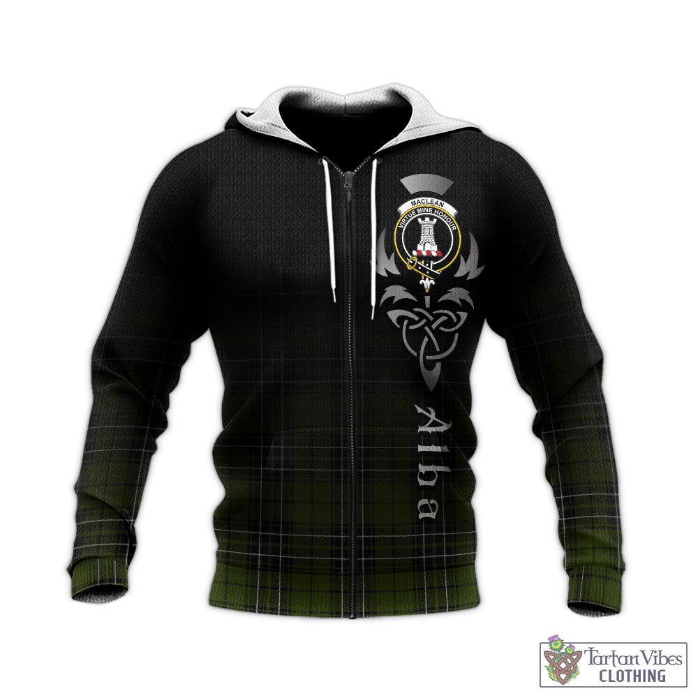 Tartan Vibes Clothing MacLean Hunting Tartan Knitted Hoodie Featuring Alba Gu Brath Family Crest Celtic Inspired