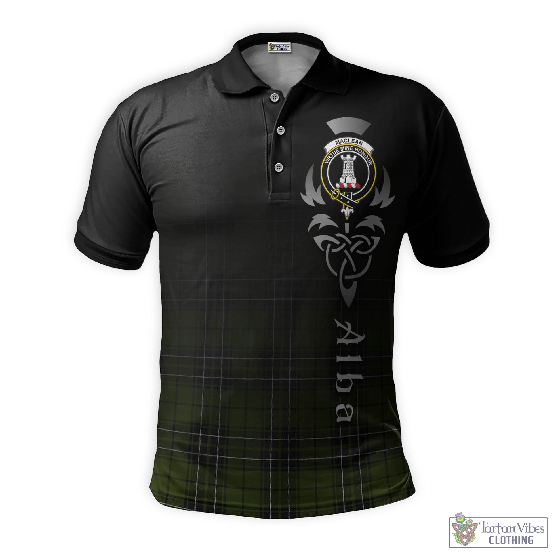 Tartan Vibes Clothing MacLean Hunting Tartan Polo Shirt Featuring Alba Gu Brath Family Crest Celtic Inspired