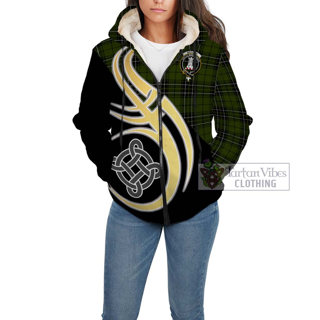 MacLean Hunting Tartan Sherpa Hoodie with Family Crest and Celtic Symbol Style Unisex - Tartan Vibes Clothing