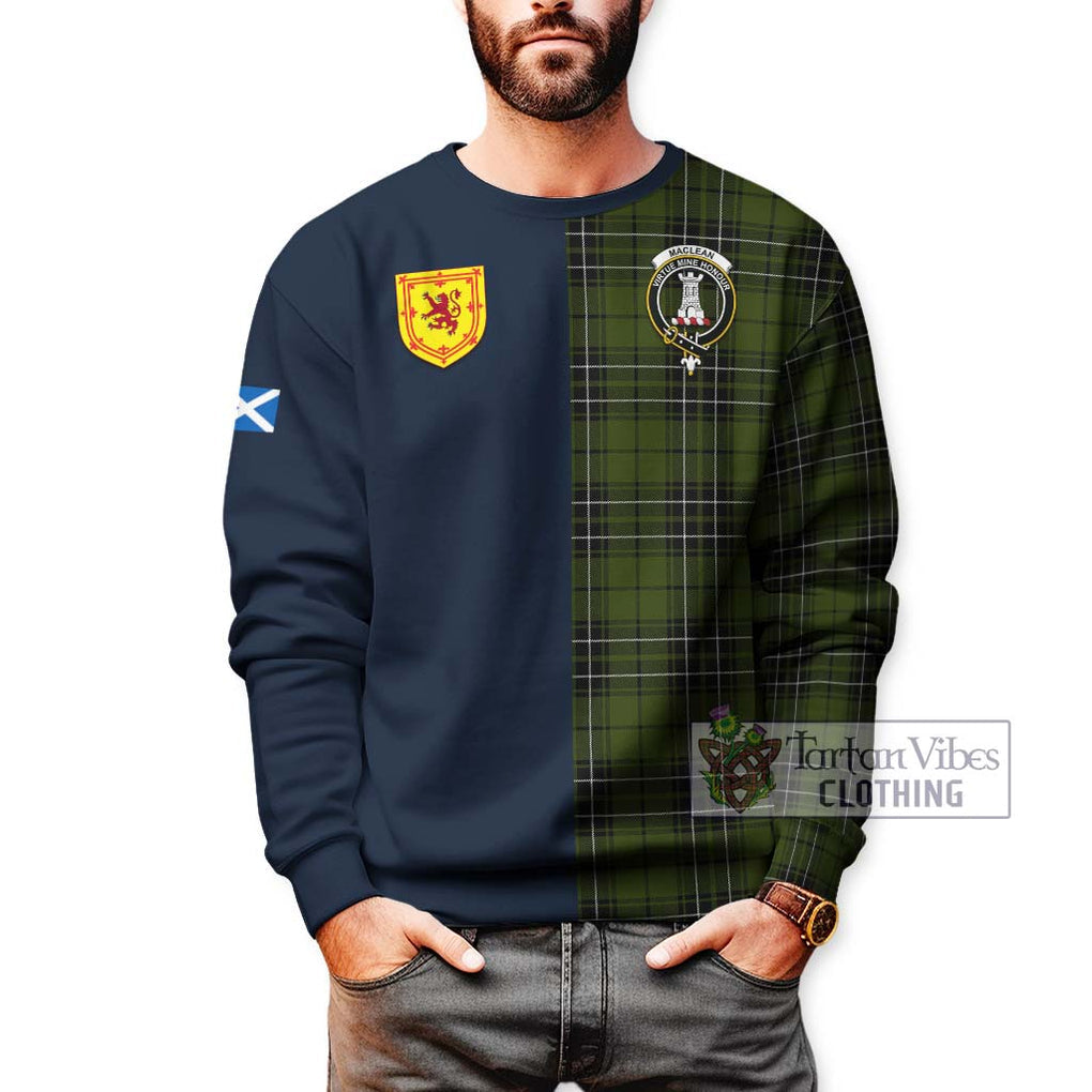 Tartan Vibes Clothing MacLean Hunting Tartan Sweatshirt with Scottish Lion Royal Arm Half Style