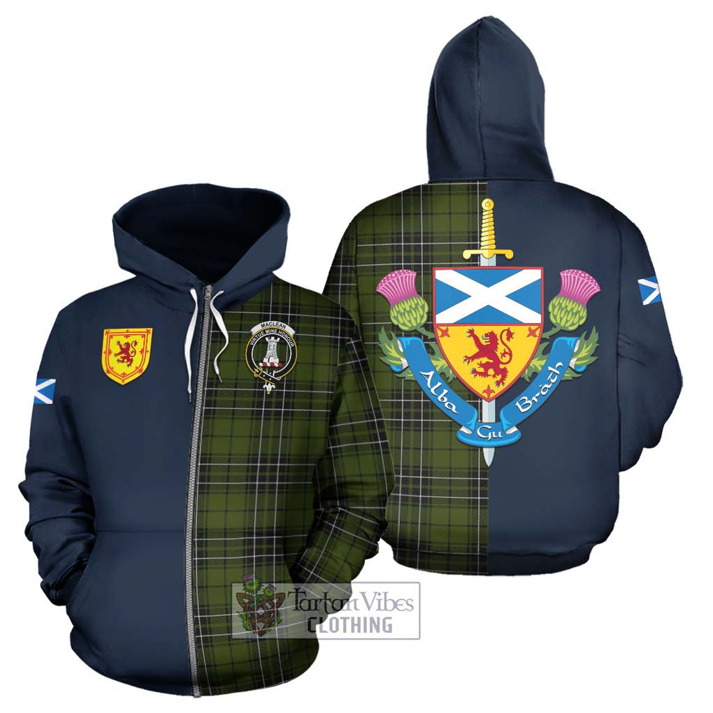 Tartan Vibes Clothing MacLean Hunting Tartan Hoodie with Scottish Lion Royal Arm Half Style