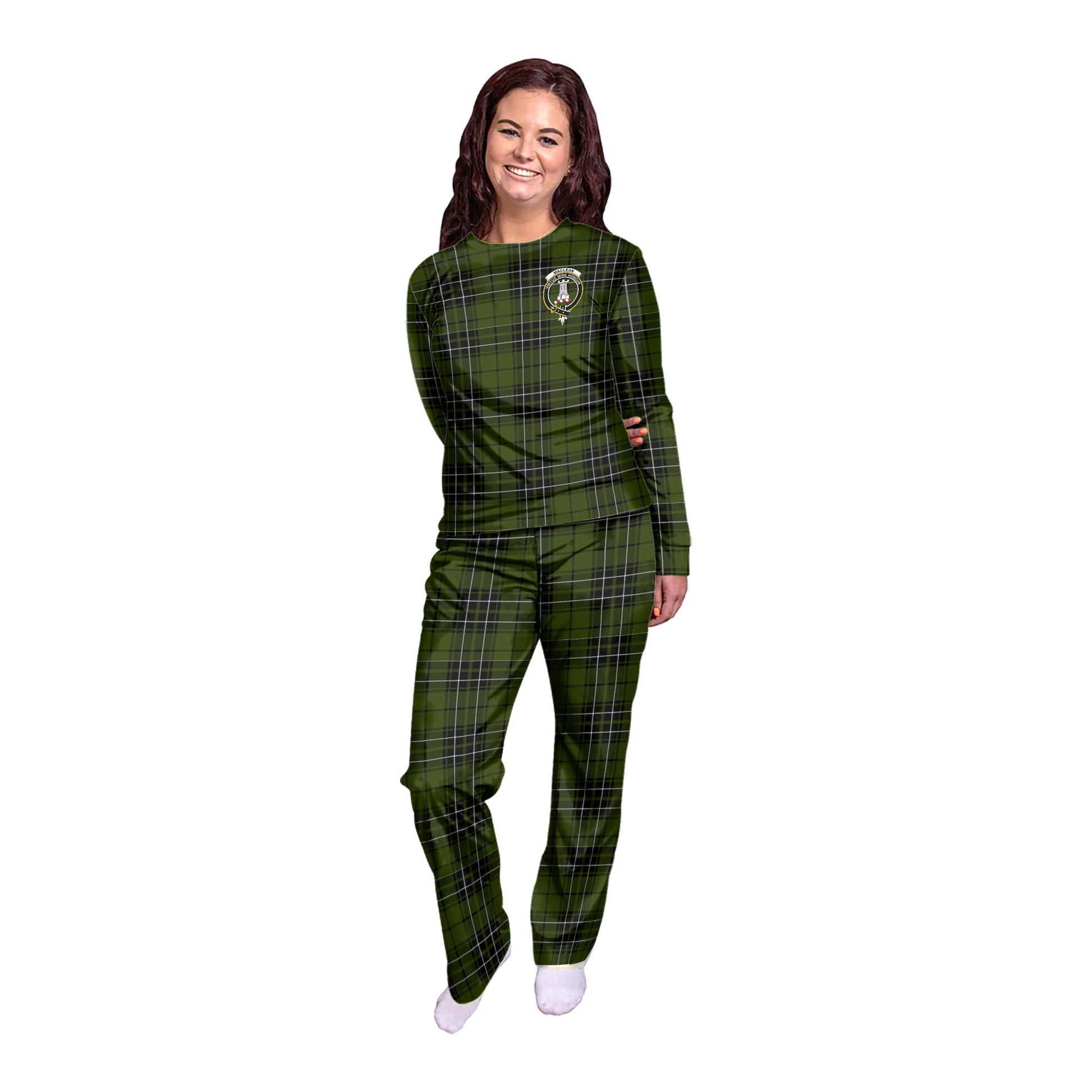 MacLean Hunting Tartan Pajamas Family Set with Family Crest - Tartanvibesclothing