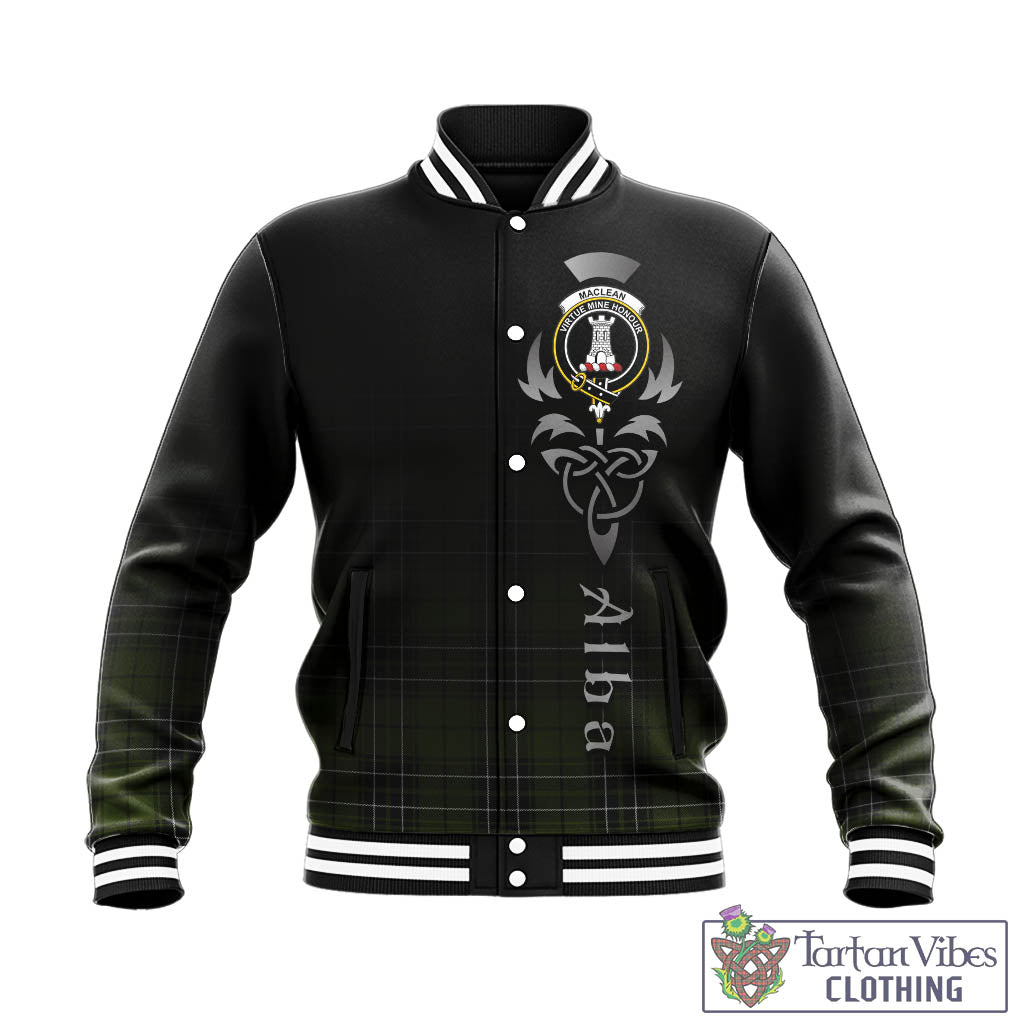 Tartan Vibes Clothing MacLean Hunting Tartan Baseball Jacket Featuring Alba Gu Brath Family Crest Celtic Inspired