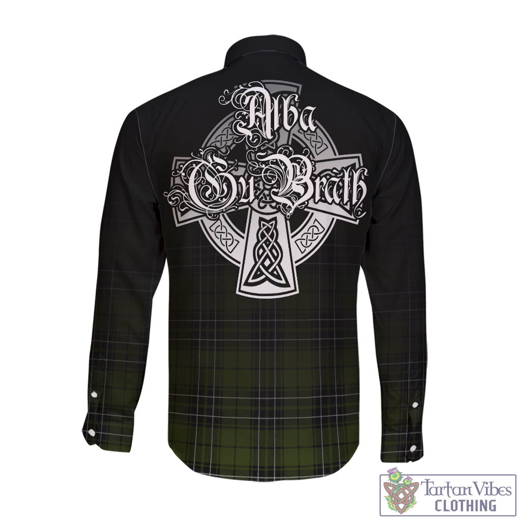 Tartan Vibes Clothing MacLean Hunting Tartan Long Sleeve Button Up Featuring Alba Gu Brath Family Crest Celtic Inspired