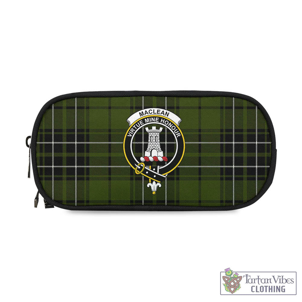 Tartan Vibes Clothing MacLean Hunting Tartan Pen and Pencil Case with Family Crest