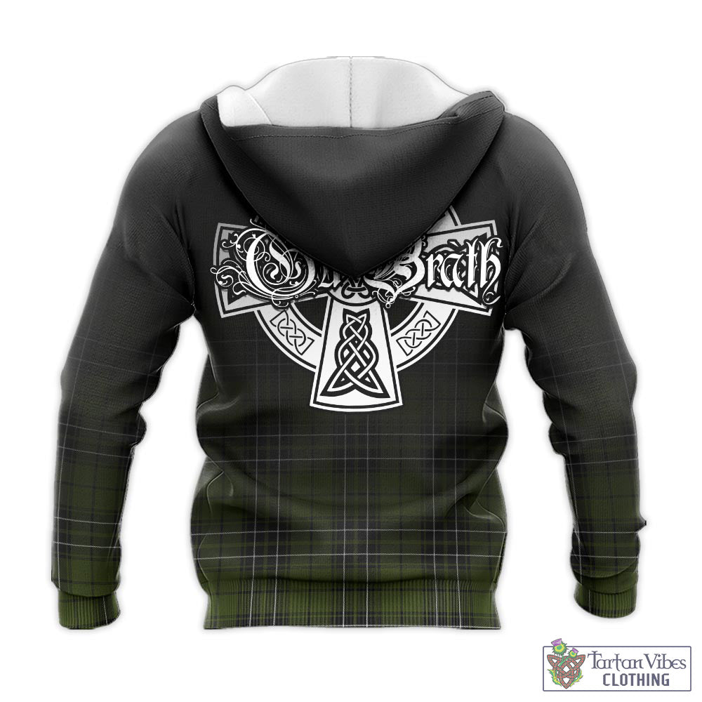 Tartan Vibes Clothing MacLean Hunting Tartan Knitted Hoodie Featuring Alba Gu Brath Family Crest Celtic Inspired