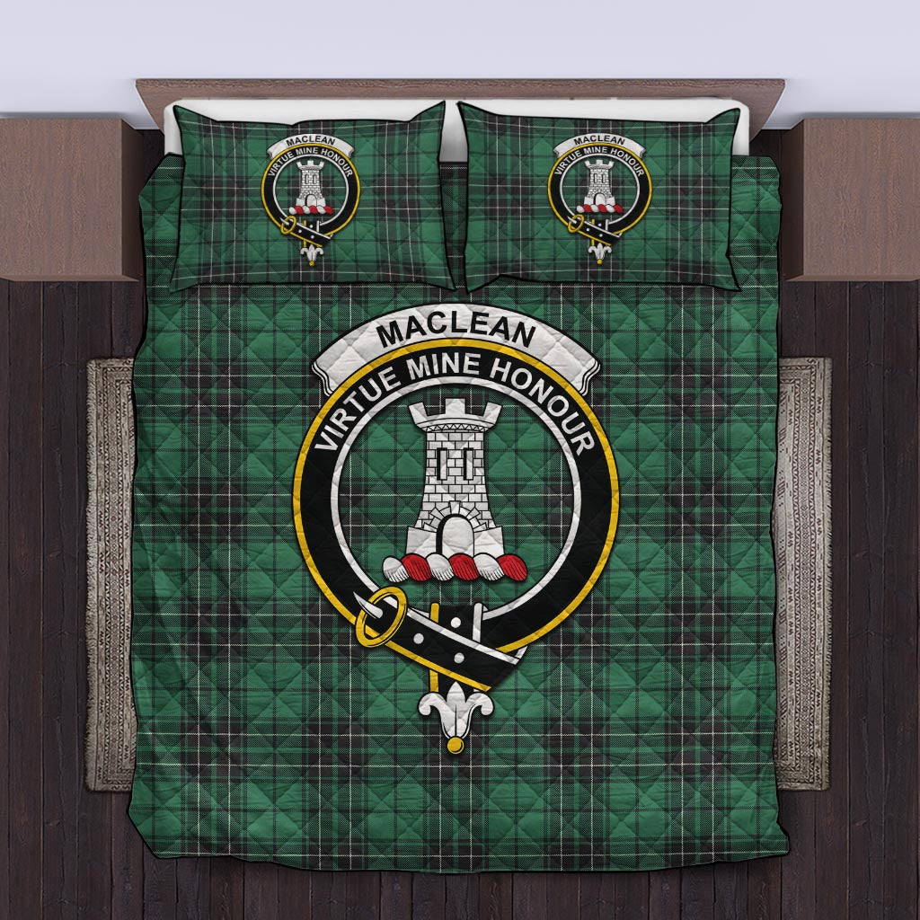 MacLean Hunting Ancient Tartan Quilt Bed Set with Family Crest Twin - Tartanvibesclothing