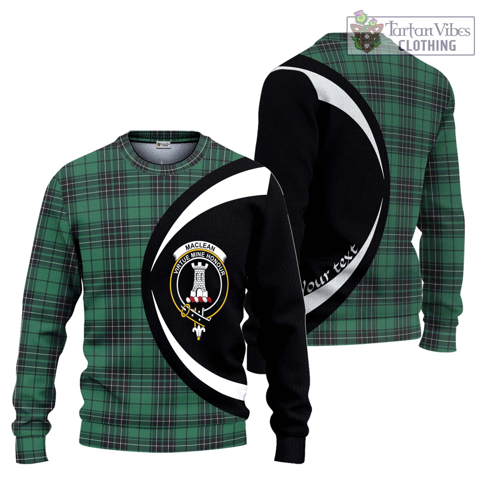 MacLean Hunting Ancient Tartan Knitted Sweater with Family Crest Circle Style Unisex - Tartan Vibes Clothing