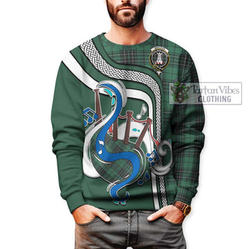 MacLean Hunting Ancient Tartan Sweatshirt with Epic Bagpipe Style