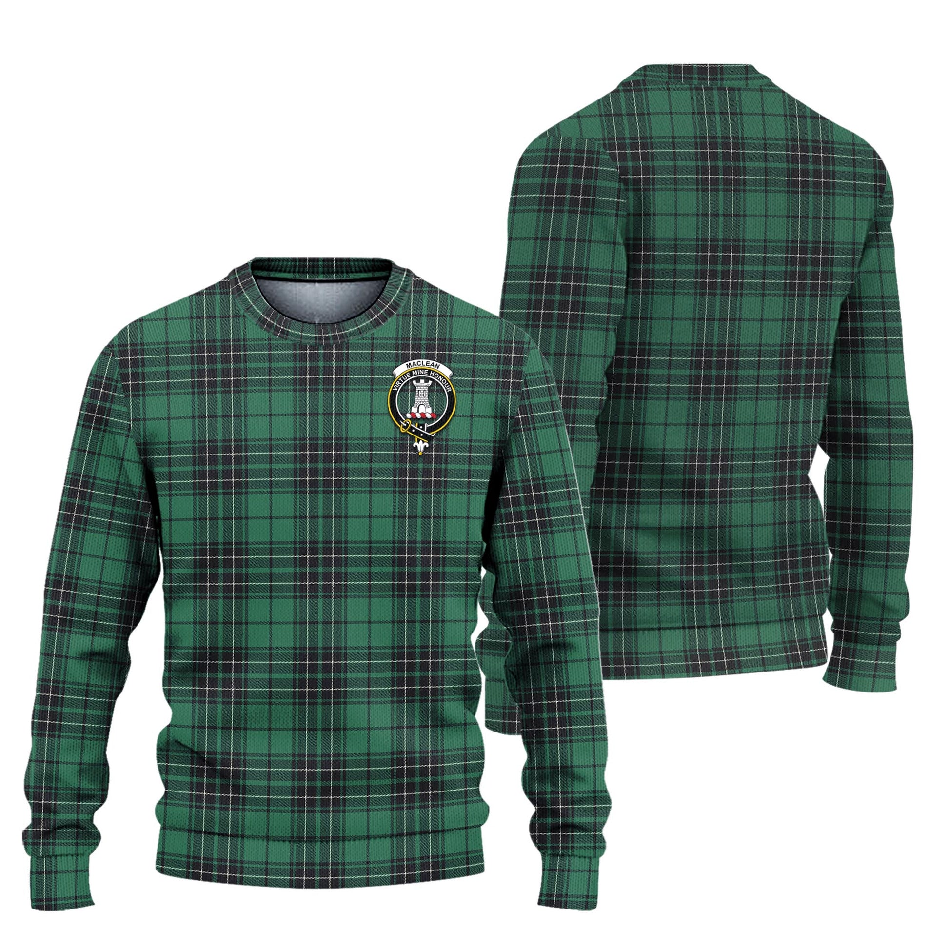 MacLean Hunting Ancient Tartan Knitted Sweater with Family Crest Unisex - Tartanvibesclothing