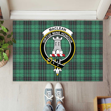 MacLean Hunting Ancient Tartan Door Mat with Family Crest