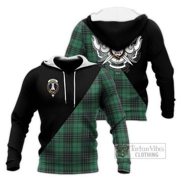 MacLean Hunting Ancient Tartan Knitted Hoodie with Family Crest and Military Logo Style