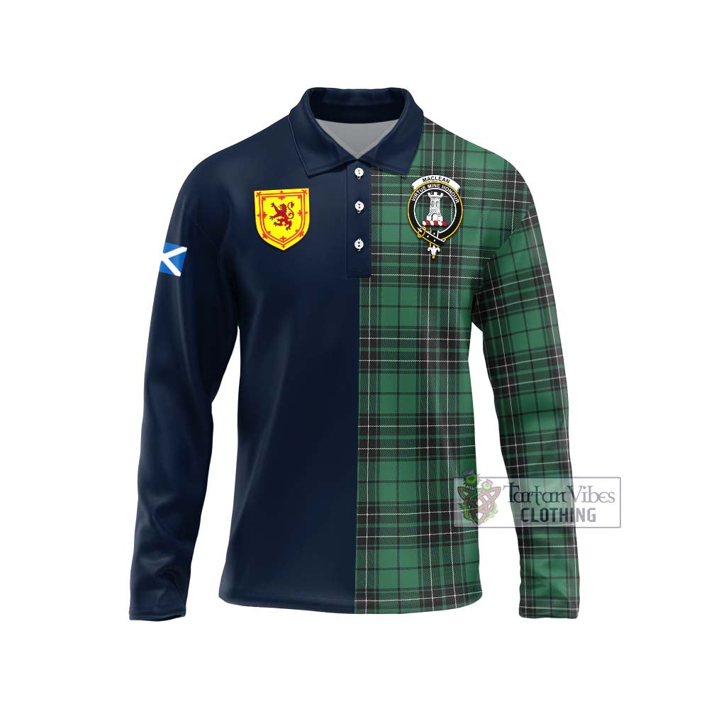 Tartan Vibes Clothing MacLean Hunting Ancient Tartan Long Sleeve Polo Shirt with Scottish Lion Royal Arm Half Style