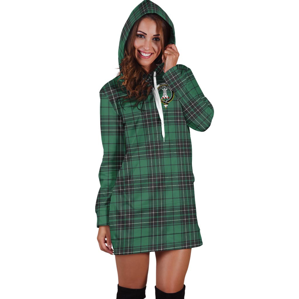 MacLean Hunting Ancient Tartan Hoodie Dress with Family Crest - Tartanvibesclothing