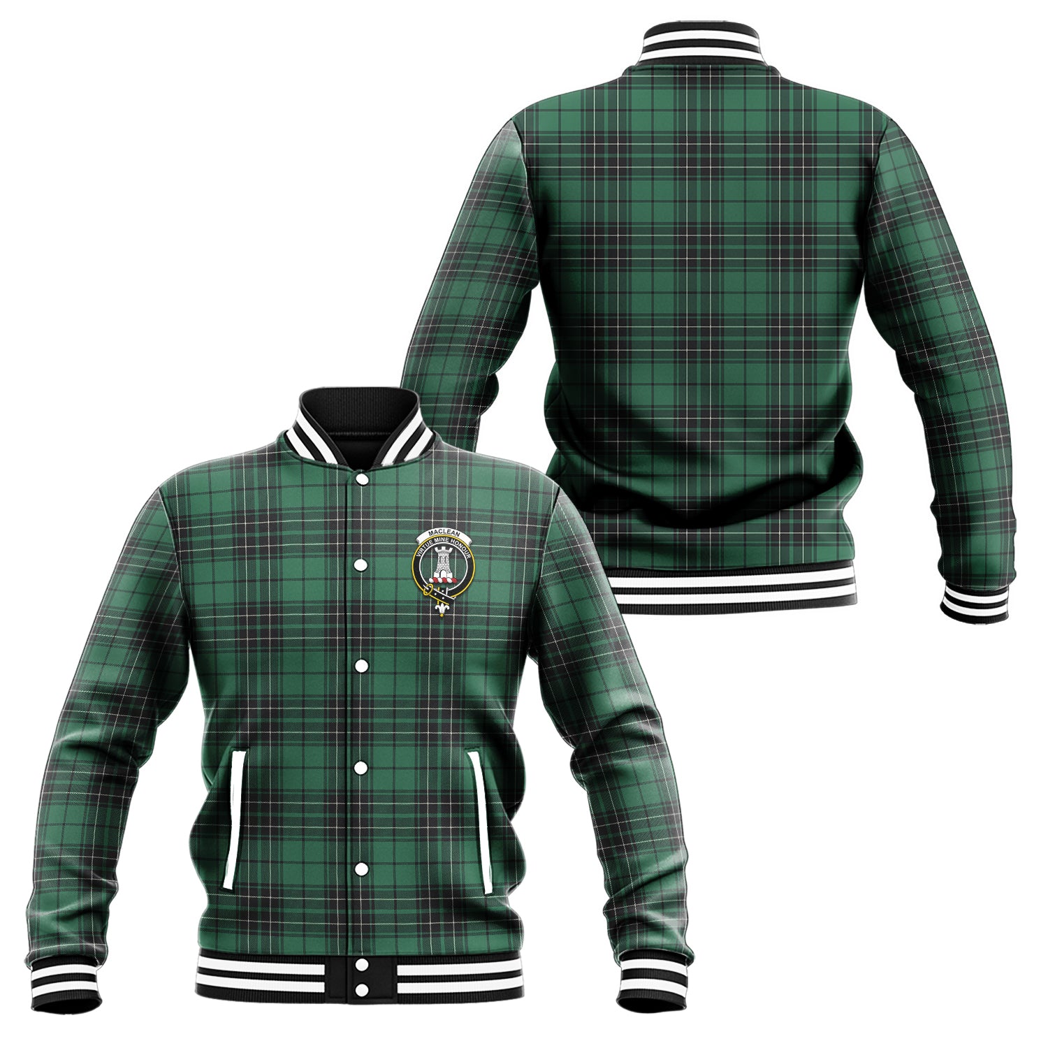 MacLean Hunting Ancient Tartan Baseball Jacket with Family Crest Unisex - Tartan Vibes Clothing