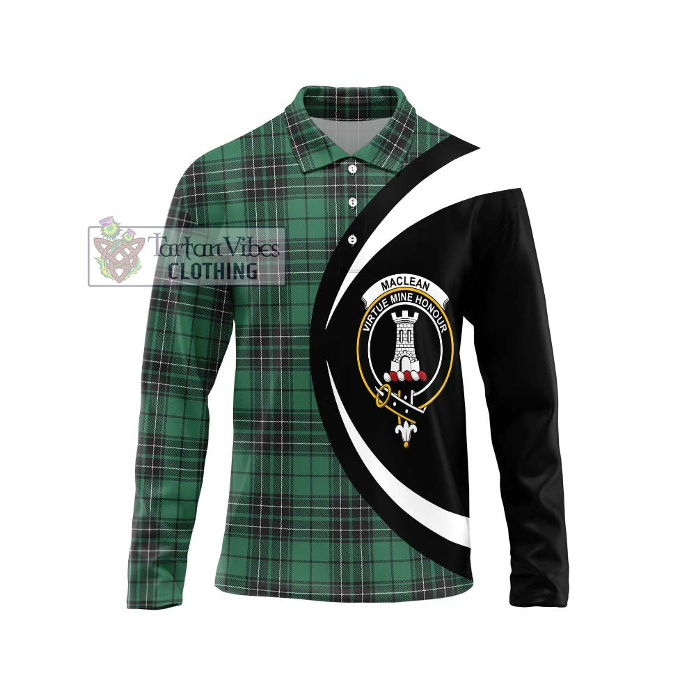 MacLean Hunting Ancient Tartan Long Sleeve Polo Shirt with Family Crest Circle Style Unisex - Tartan Vibes Clothing