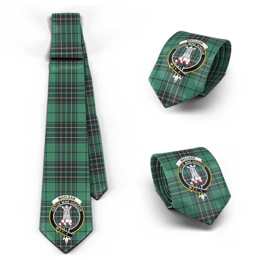 MacLean Hunting Ancient Tartan Classic Necktie with Family Crest Necktie One Size - Tartan Vibes Clothing