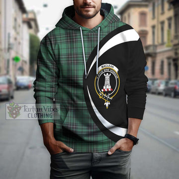 MacLean Hunting Ancient Tartan Hoodie with Family Crest Circle Style