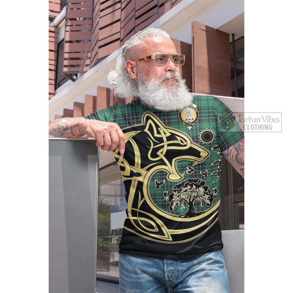 Tartan Vibes Clothing MacLean Hunting Ancient Tartan Cotton T-shirt with Family Crest Celtic Wolf Style