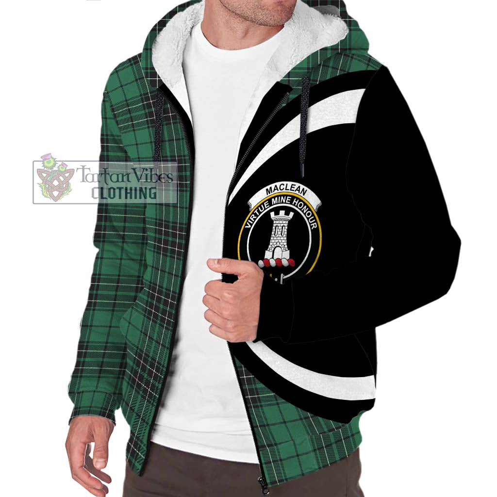 MacLean Hunting Ancient Tartan Sherpa Hoodie with Family Crest Circle Style Unisex S - Tartan Vibes Clothing