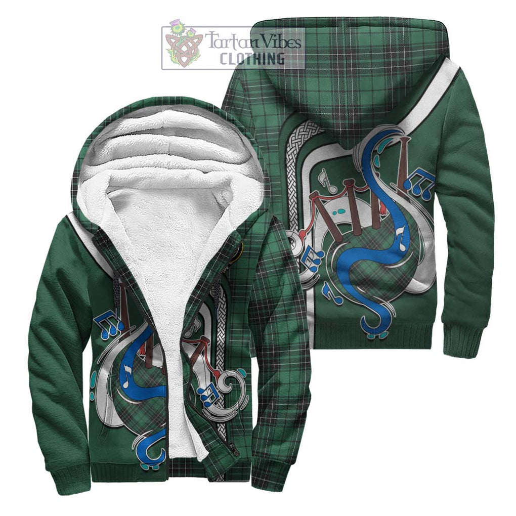 MacLean Hunting Ancient Tartan Sherpa Hoodie with Epic Bagpipe Style Unisex S - Tartanvibesclothing Shop