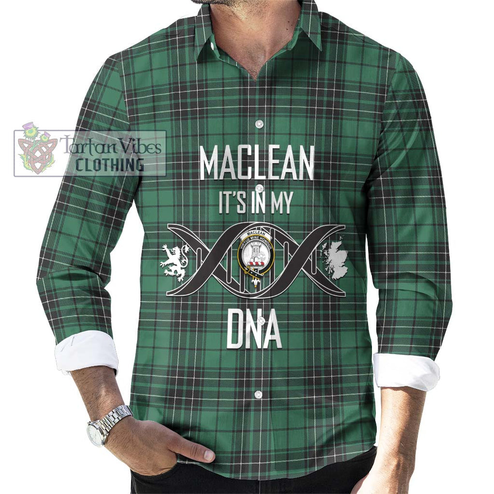 MacLean Hunting Ancient Tartan Long Sleeve Button Shirt with Family Crest DNA In Me Style Men's Shirt S - Tartanvibesclothing Shop