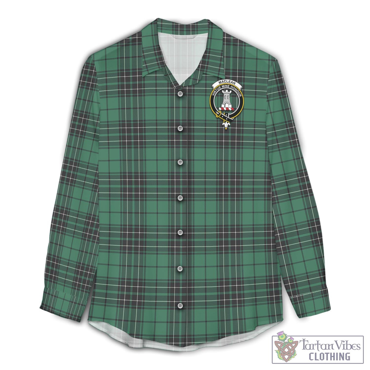 Tartan Vibes Clothing MacLean Hunting Ancient Tartan Womens Casual Shirt with Family Crest