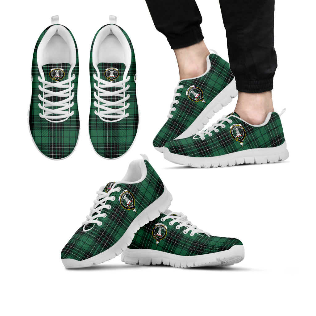 MacLean Hunting Ancient Tartan Sneakers with Family Crest Kid's Sneakers - Tartan Vibes Clothing