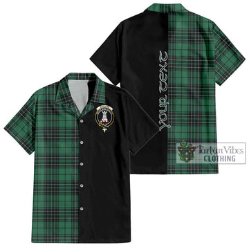 MacLean Hunting Ancient Tartan Short Sleeve Button Shirt with Family Crest and Half Of Me Style