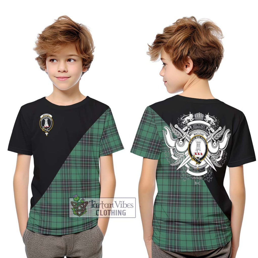 MacLean Hunting Ancient Tartan Kid T-Shirt with Family Crest and Military Logo Style Youth XL Size14 - Tartanvibesclothing Shop