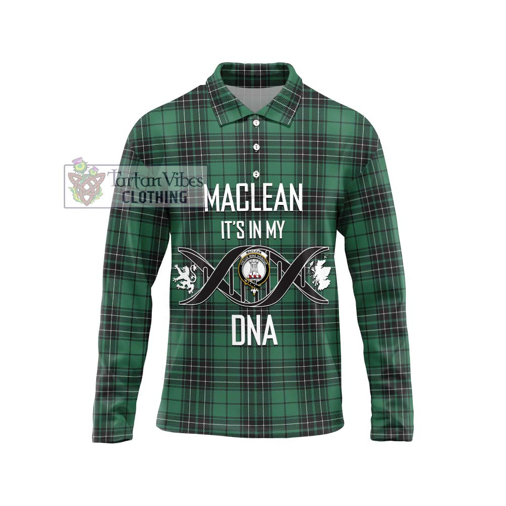 MacLean Hunting Ancient Tartan Long Sleeve Polo Shirt with Family Crest DNA In Me Style Unisex - Tartanvibesclothing Shop