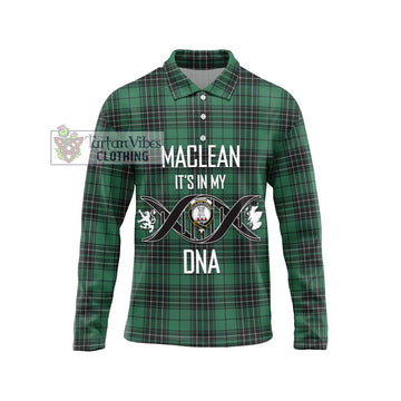 MacLean Hunting Ancient Tartan Long Sleeve Polo Shirt with Family Crest DNA In Me Style